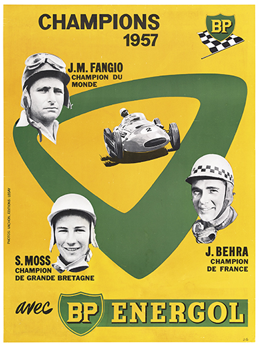 Champions BP, 1957 J.M. Fangio, Champlon Du Monde, S. Moss Champion De Grande Bretagine, J.Behra Champion De France, Avec, Bp Energol