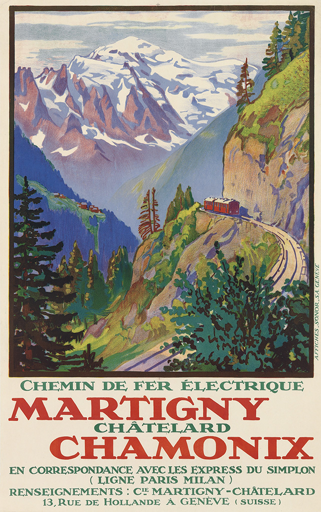 Chemin De Fer Electrique, Martigny, Chatelard, Chamonix, En Correspondance Avec Les Express Du Simplon, ( Ligne Paris Milan ) Renseignements: C-Ie Martigny-Chatelard, 13, Rue De Hollande A Geneve ( Suisse )