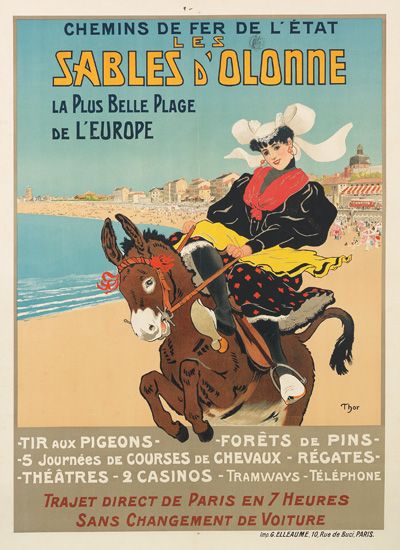 Chemins De Fer De L’etat, Les Sables D’olonne, La Plus Belle Plage, De Leurope, Tir Aux Pigeons Forets De Pins5 Journees de Courses De Chevaux Regates, Ttheattres 2 Casinos Tramways Telephone, Trajet Direct De Paris En 7 Heures, Sans Changement De Voiture