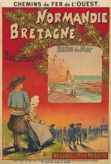 Chemins De Fer De L’Ouest. Normandie Bretagne, Excursions Bains De Mer, Voyages A Prix Reduits 20 Rue De Romy A Paris