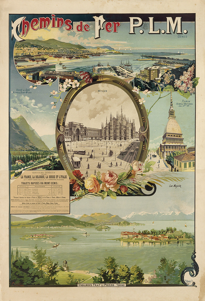 Chemins De Fer P.L.M, Genes, Milan, La Prance, La Bblgioue La Suusse Et Lttale. Trajets Rapides Via Mont-Cenis