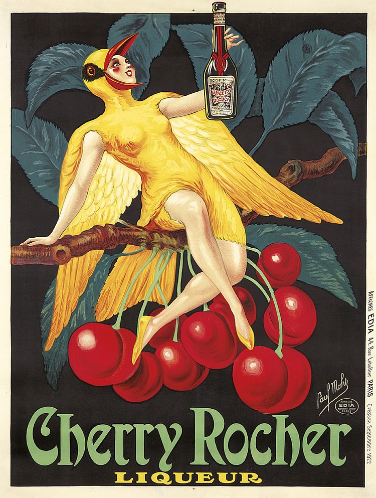 Rechri, Paul Mohr, Edia,Cherry, Rocher, Liqueur, Affiches Edia 44, Rue Letelier Paris Criaion Septembre 1922