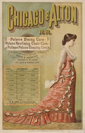 Chicago & Alton R.R, Palaee Dining Cars, Palaee Reelining Chair Cars, Pullman Palace Sleeping Cars