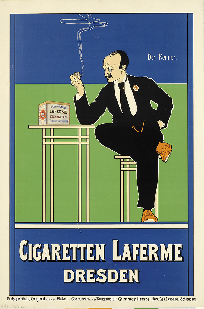 Der Kenner, Compagnie Laferme Cigaretten, Laferme, Preisgkrontes Original Aus Der Plakat-Concurrenz Der Kunstastalt & Hempel Act. Ges. Leipzig: Schleussig