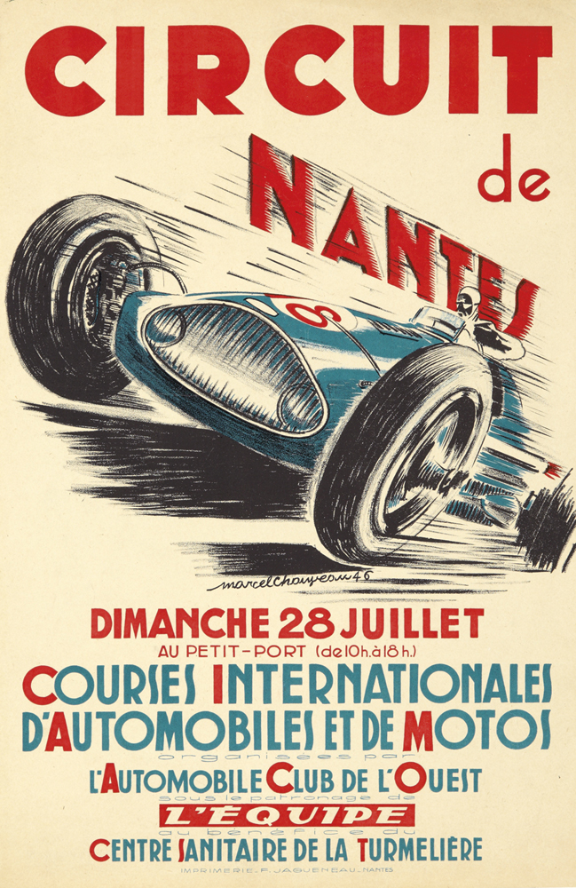 Circuit, De, Nantes, Dimanche 28 Juillet, Au Petit – Port (De 10h. A18h.), Courses Internationales, D’Automobiles Et De Motos, Organisees Par, L’Automobile Club De L’Ouets, Sous Le Patronage De, L’Equipe, Centre Sanitaire De LA Turmeliere
