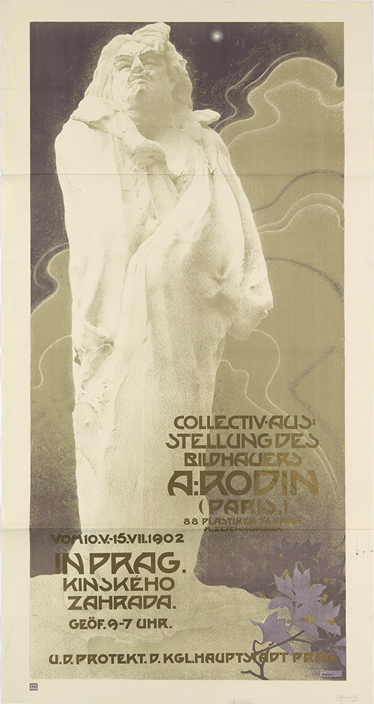 Collectiv Ausstellung Bildhauers A. Rodin (paris.), Vom10.v.-15.vii. 1902, Inprag. Kinskeho, Zahrada, Geof.9-7 Uhr, U.D.Rotekt.D.Kgl.Hauptstadtprag.