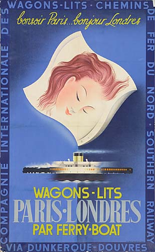 Compagnie Internationale Des, WagonsLits Chemins, De Fer Du Nord Southern Railway, Via Dunkerque Douvres, Wagons-Lits, Paris-Londres, Par Ferry-Boat, Lonsoir Paris Lonjour Londres