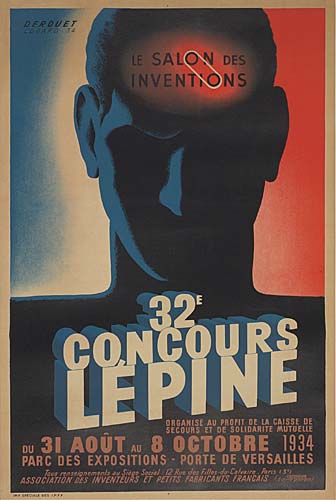 Derouet, Le Salon Des, Inventions, 32E, Concours, Le Pine, Organise Au Profit De La Caisse De, Secours Et De Solidarite Mutuelle, Du 31 Aout Au 8 Octobre 1934, Parc Des Expositions-Porte De Versailles, Association Des Inventeurs Et Petits Fabricants Irancais