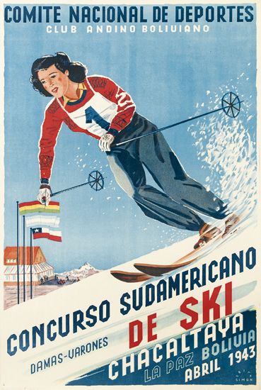 Comite Nacional De deportes, Club Andino Boliuiano, Concurso Sudamericano De Ski, Chacaltaya, La Paz Boliuia, Abril 1943