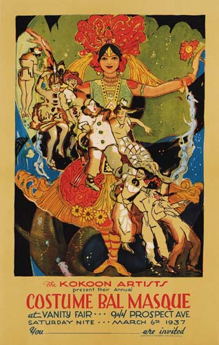 Kokoon artists, Present their annual, Costume bal masque, at vanity fair 944 prospect ave Saturday nite march 6 th 1937 you are invited