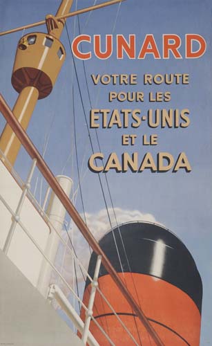 Cunard Votre Route, Pour Les, Etats Unis, Et Le, Canada