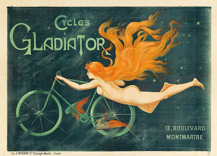Cycles, Gladiator, 18, Boulevard, Montmartre, Imp G.Massns It. Passage Daurin.paris