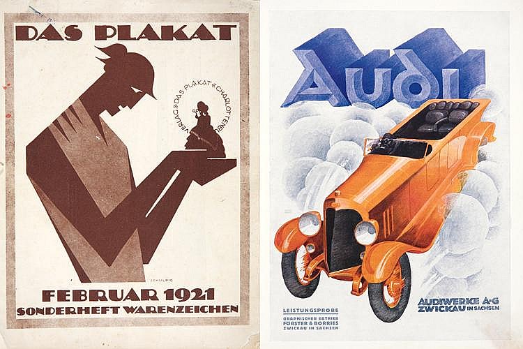 Das Plakat, Verlac, Das Plakat Charlottenbu, Februar 1921, Sonderheft Warezeichen, Audi, Leistungsrobe, Chaphischer Betries, Furster & Borries, Iwiexau In Sachsen, Audiwerke A G, Zwickau In Sachsen