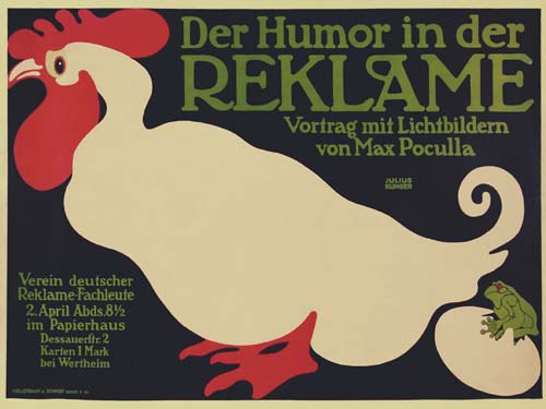 Der Humor In Der, Reklame, Vortrag Mit Lichtbildern, Von Max Poculla, Julius, Klinger, Verein Deutscher, Reklame Fachleute, 2. April Abds. 8 1/2, Im Papierhaus, Dessauerftr 2, Karten I Mark, Bej Wertheim