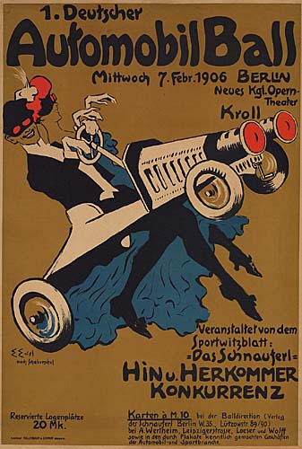 1.Deutscher, Automobilball, Mittwooi 7. Febr.1906 Berlin, Neues Kgl.Opern-Theater, Kroll, Veranstaltet Von Dem, Sourtwitrblatt:, Dasschnauterl, Hinu.Herkommer, Konkurrenz