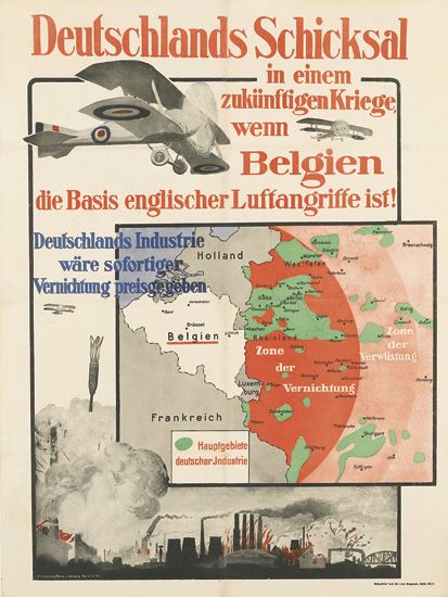 Deutschland Schicksal, In Einem Zukunftigen Kriege, Wenn belgien, Die Basis Englischer Lufftangriffe ist!, Deutschlands Industrie ware Sofortiger Vernidung Perisge Geben, Holland, Belgiem, Zone Der, Zone Der verwistung, Frankerich