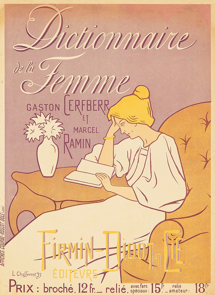 Dictionnaire, de la,Femme,  Gaston Cerfberr, Et Marchel, Ramin, Firmin-Dioot Lie,  Editevrs,  I.Chelfevent, Prix:broche !2 Fr_relie, Avec fers, Speciaux:15 fr.-Relie, amateur: 18fr., Affiches Courbe-Rouzet Dole.