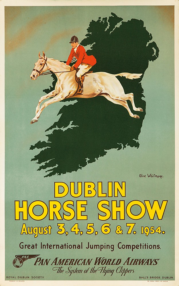 Olive Whitmore., Dublin, Horse Show, august 3, 4, 5, 6, & 7. 1954., great international jumping competitions., paa pan american world airways, the system of the hying clippers, royal dublin societr ball’s bridge dublin