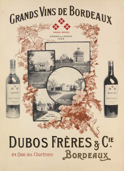 Grands Vins De Bordeaux, origine maison 1785, Dubos Freres & Cie, 24 qual des chartrons Bordeaux