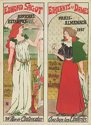 Edmond sagot, Affiches estampes, 39 rue de chaleaudum, Etrennes dames, Paris almanach 1897, Chez lous les libraires