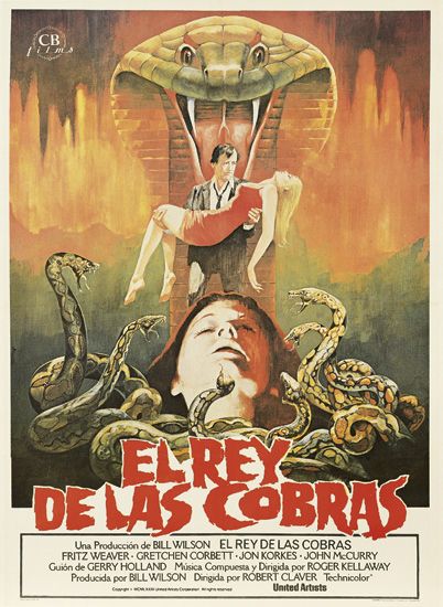 Elrey, Delas Cobras, Una Produccion de Bill Wilson El Rey De Las Cobras, Fritz Weaver Gretchen Corbett Jon Korkes John Mc Gerry Holland Musica Compuesta y Dirigida por Roger Kellaway, Producida por Bill Wilson Dirigida por robert Claver Technicolor, United Artists