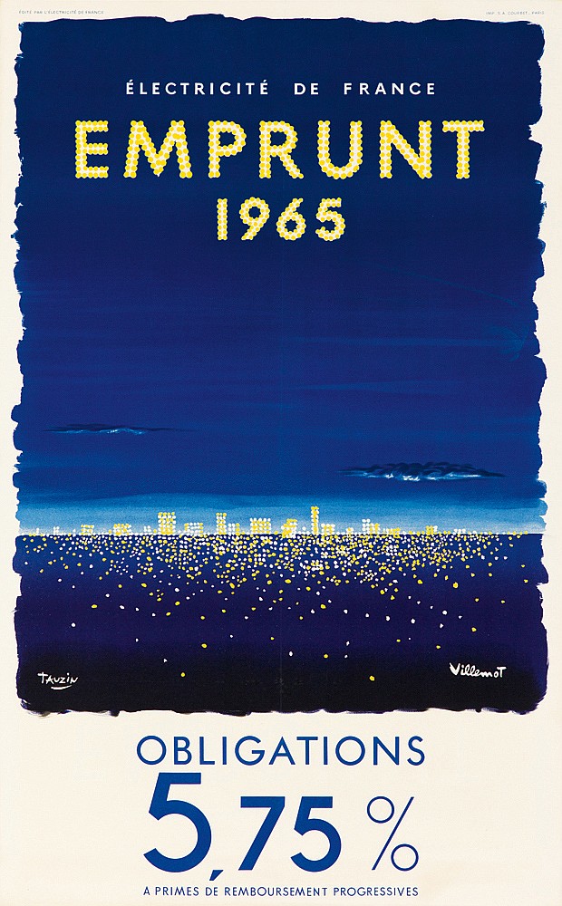 Electricite de france, Emprunt, 1965, tavzin, villemot, obligations, 5. 75%, a primes de remboursement progrssives