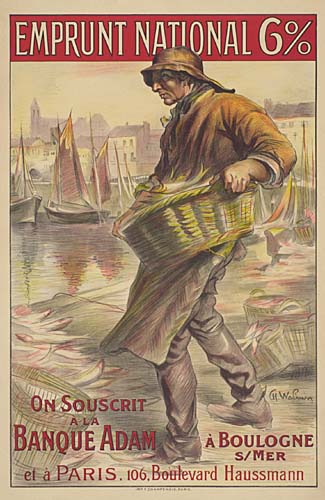 Emprunt National 6%, On Souscrit, A La, Banque Adam, A Boulogne , S/Mer, Et A Paris. 106. Boutevard Haussmann, Ch.Waphain