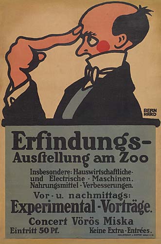 Erfindungs, Ausftellung, Am Zoo, Insbesondere: Hauswirtschaftliche, Und Electrische-Maschinen, Nahrungsmittel-Verbesserungen, Vor.U.Nachmittags, Experimental-Vortrage, Concert Voros Miska, Eintritt 50 Pf. Keine Extra-Entrees.