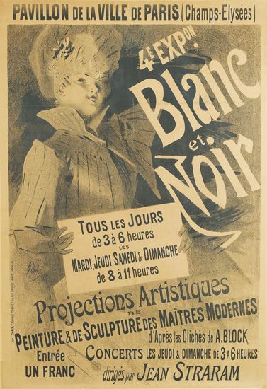 Pavillon De La Ville De Paris (Champs-Elysees), 4e  Expon Blanc Et Noir, Tous Les Jours De 3a 6 Heures Les Mardi Jeudi Samedi & Dimanche De 8 A 11 Heures, Projections Artistiques, Peinture & De Sculpture Des Maitres Moernes, D Apres les Cliches De A.Block, Concerts Les Jeudi & Dimanche De 3 A 6 Heures, Entree Un Franc, Jean Straram