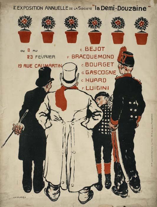 Expositon Annuelle De La Societe “La Demi-Douzaine, bejot du 8 au 23 fevrier p. bracouemond 19 rue caumartin c bourget, g gascogne, c Huard, f luigini,