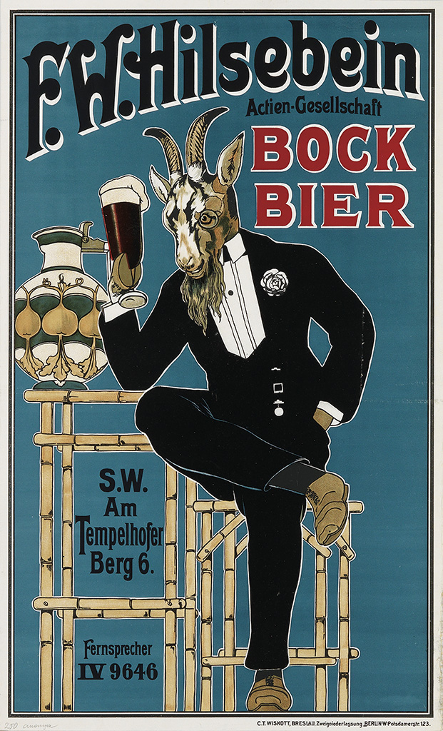 F.W. Hilsebein, Actien Gesellschaft, Bock Bier, S.W. Am Tempelhofer Berg 6. Fernsprecher IV 9646