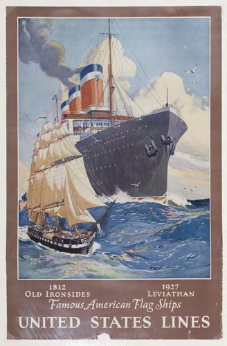 1812Old Ironsides, 1927 Laviathan, Famous American Flag Ships, United States Lines