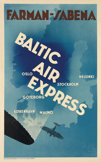Farman-Sabena, Baltic, Air, Express, Helsinki, Stockholm, Oslo, Goteborg, Kobenhavn Malmo,