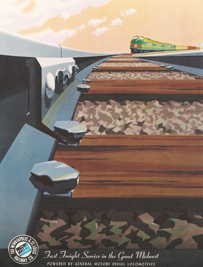 The Mihneapols & Sl Lduis Railway Co. Fast Freight Service In The Great Midwest, Powered By General Motors Diesel Locomotives