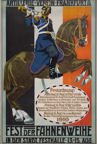 Artillerie Verein Frankfurt Am, Festordnung:, Famstag 13, Aug. 10 Uhr Vorm, Fonntag.14.Aug.3 Uhr Nachm, Montag.15.Aug, Nonzeri,1910, R. L., Fest Der Fahnenweihe, In Der Stadt Festhalle 13.-15. Aug