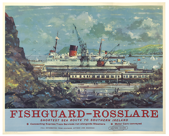 Fishguard-Rosslare, Shortest Sea Route To Southern Ireland, Connecting Express Train services Run Alongside steamers, Motor Car Conveyed, Western Region