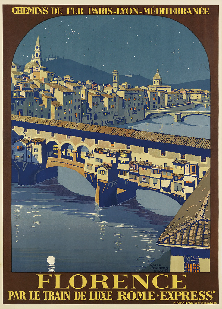 Chemins De Fer Paris Lyon Mediterranee, Florence, Par Le Train De Luxe Rome Express