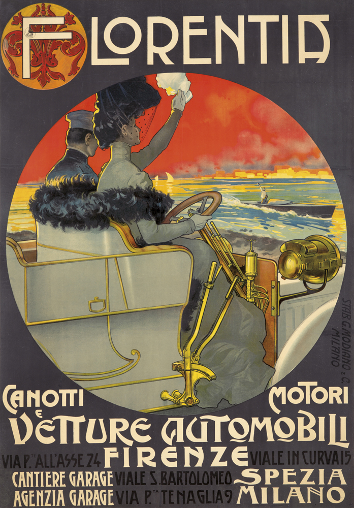 Florentia, Canotti Motori, Vetture Automobili, Viap. Allasse 24 Firenze Viale In Curva15, Cantiere Garage Viale s Bartolomed Spezia, Agenzia Garage Via P. Temaglia9 Milano