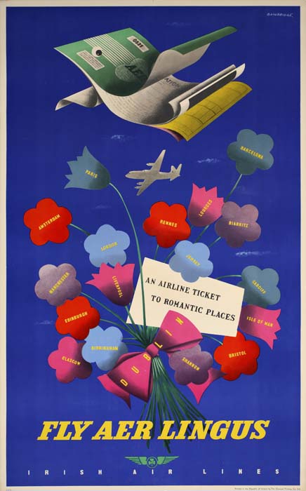 An Airline Ticket To Romantic Places, Fly Aer Lingus, Irish Air Lixes