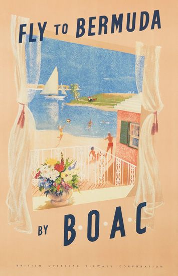 Fly To Bermuda, By B.O.A.C. British Official Airways Corporation