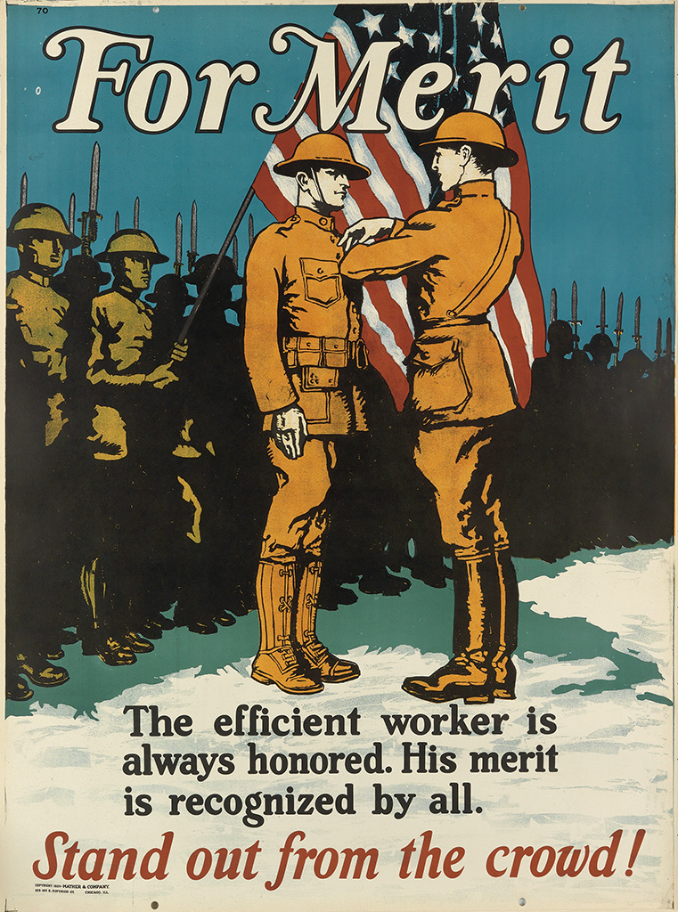 For Merit, The efficient worker is, always honored his merit, is recognized by all, Stand out from the crowd