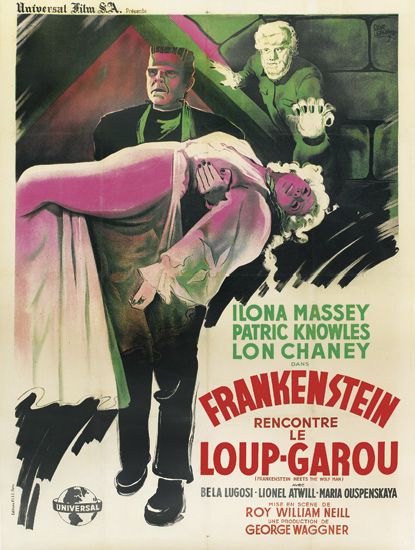 Universa Film S.A. Ilona Massey, Patric Knowles, Lon Chaney, Frankensteins Rencontre Le Loup, Bela Lugosi Lionel Atwill Maria Ouspenskaya, Roy William Neill, George Waggner