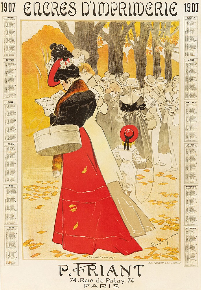 1907, Cncres Dimprimerie 1907, La Chanson Du jour, P. Friant, 74.Rue De Potay 74., Paris, Janvier, Fivier, Mars, Avril, Mai, Juin, Juliy, Aout, Septembre, Octobre, Novembre, Decembre