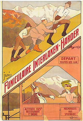 Funiculaire Interlaken Harder, Depart Toutes Les 1/2 H, Altitude 1325 Restaurant 1′ Ordre, Promenades Vue Splendide