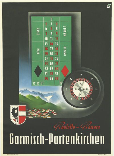 Garmisch-Partenkirchen Roulette-Baccara, Passe Pair Manque Imprair, 1 4 1 10 13 16 19 22 25 28 31 34, 0 2 5 8 11 17 20 23 26 29 32 35, 3 6 9 12 15 18 21 24 27 30 33 36