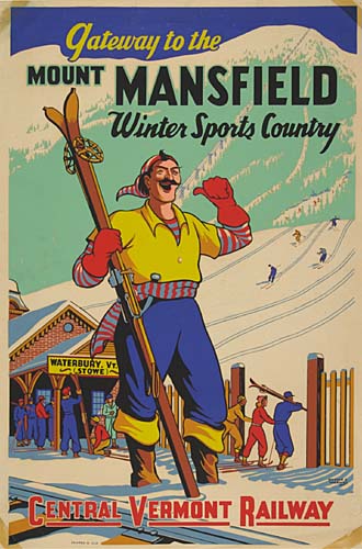 Gateway To The, Mount, Mansfield, winter Sports, Country, Central Vermont Railway,