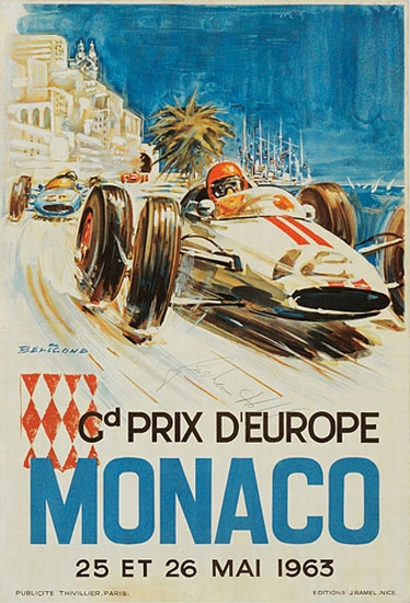 Gd. Prix D’europe, Monaco, 25 Et 26 Mi 1963, Pubicite thivuller Paris