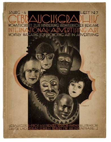 Gebrauchsgraphik Monatsschrft Zur Forderung Kunstlersscher Reklame, Jahrg 4, Heft Nr.7., International Advertising Art, Monthly Magazine For Promoting Art in Advertising, Herauigeber prof h.k. frenzel editor phonix illustrations, druek und merlag gmbh berun sw 68 intenstrasse2.