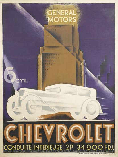General Motors, Chevrolet, Conduite Interieure 2p 34300 Frs. General Motor/ France 46 Rue De Courcelle Paris R.C. Nt 220827
