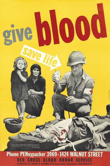 Give Blood Save Life, Phone Pennypacker 3969-1424 Walnut Street, Red Cross Blood Donor Service, Donaed By Sharp & Dcahme,